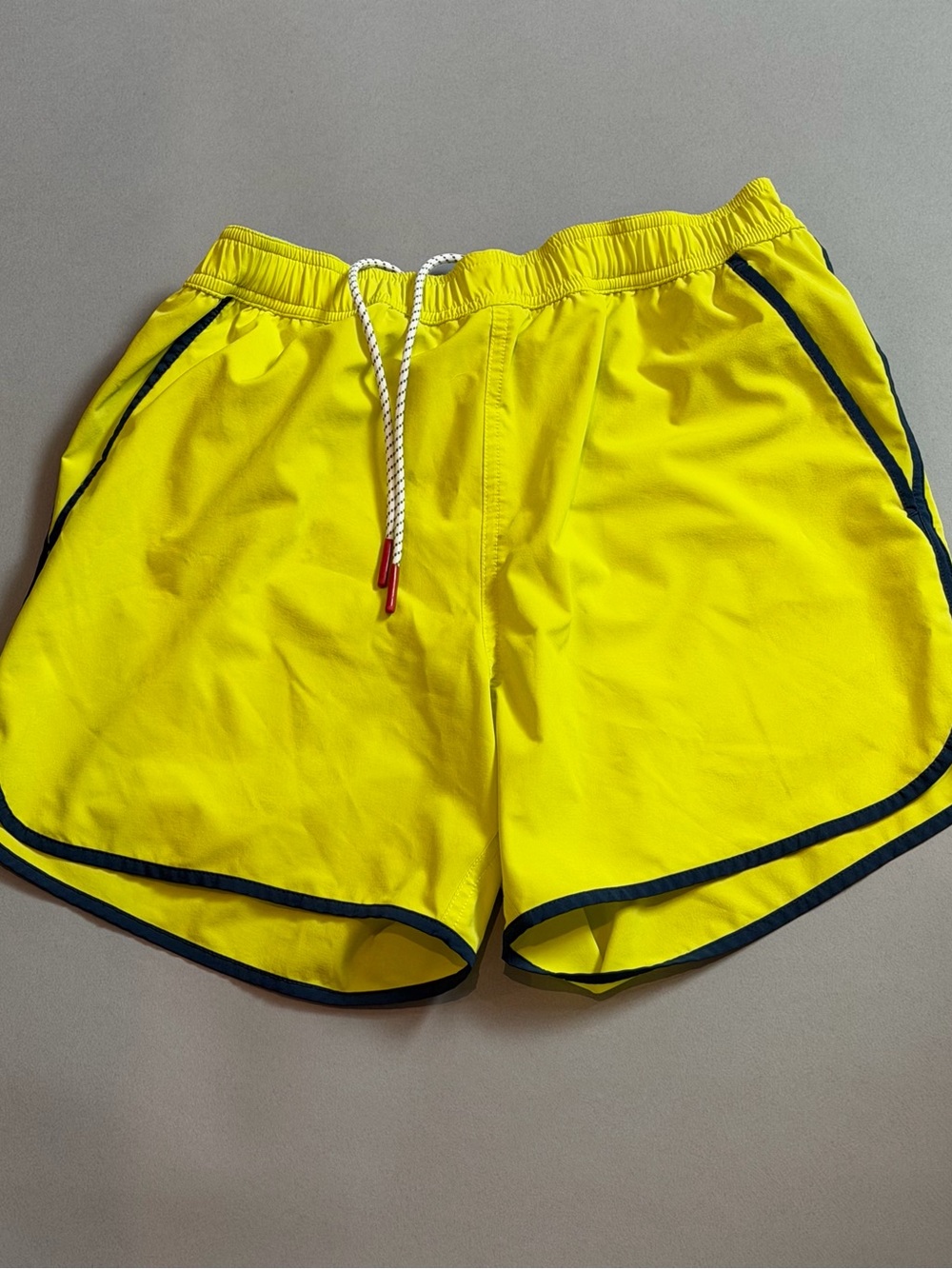 Bonobos Neon Yellow Swim Trunks with Navy Trim